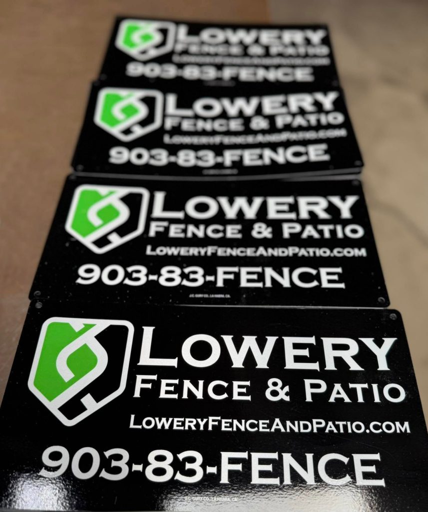 Reflective sign glowing at night